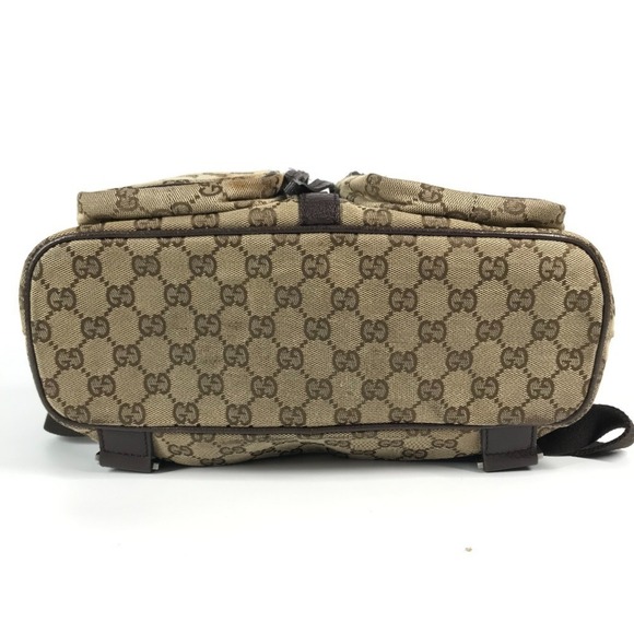 GUCCI 114552 GG Logo Backpack in Canvas/Leather, Unisex, Beige